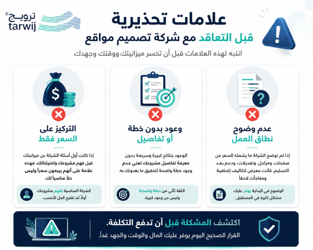 علامات تحذيرية قبل التعاقد مع شركة تصميم مواقع