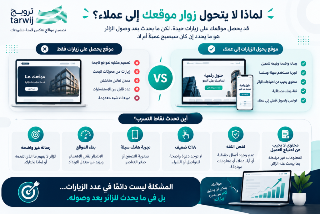 مراحل تحويل زائر الموقع إلى عميل من خلال تصميم الموقع