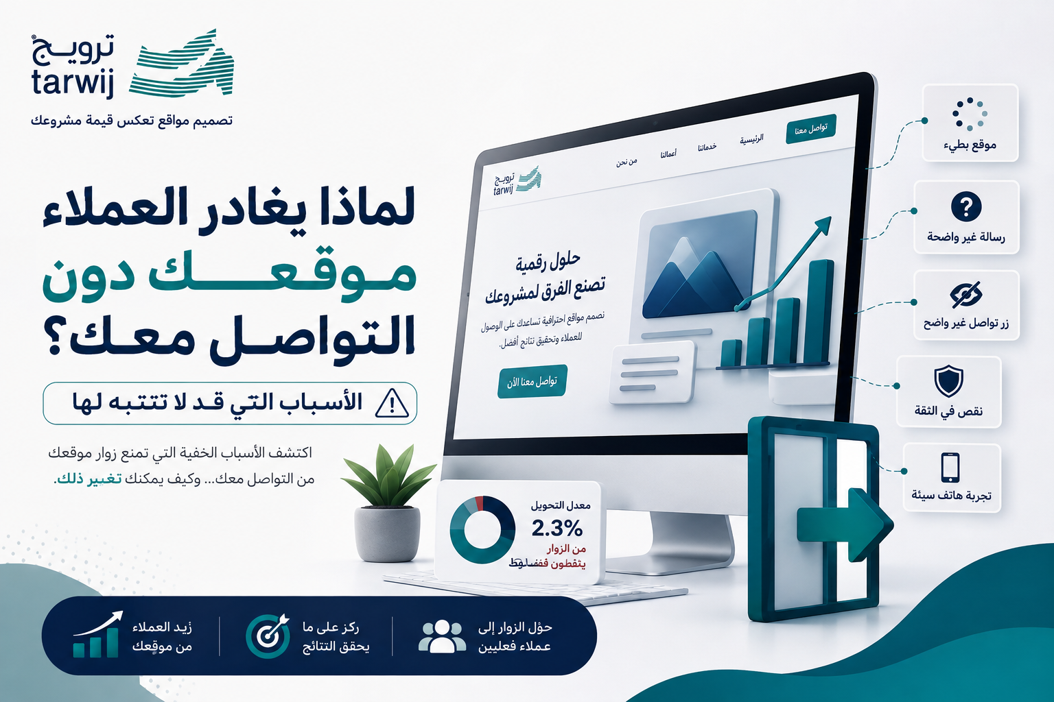 تحسين معدل التحويل للموقع الإلكتروني وتحويل الزوار إلى عملاء