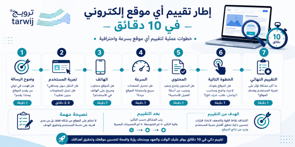 إطار عملي لتقييم الموقع الإلكتروني وتحسين تجربة المستخدم