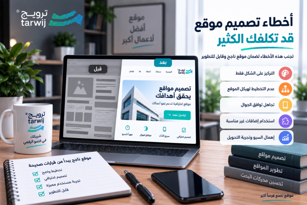 أخطاء تصميم موقع وتأثيرها على تجربة المستخدم وتطوير المواقع