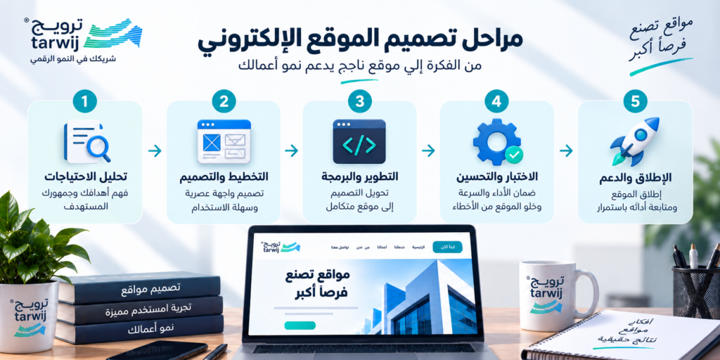 مراحل تصميم الموقع الإلكتروني من التخطيط إلى الإطلاق