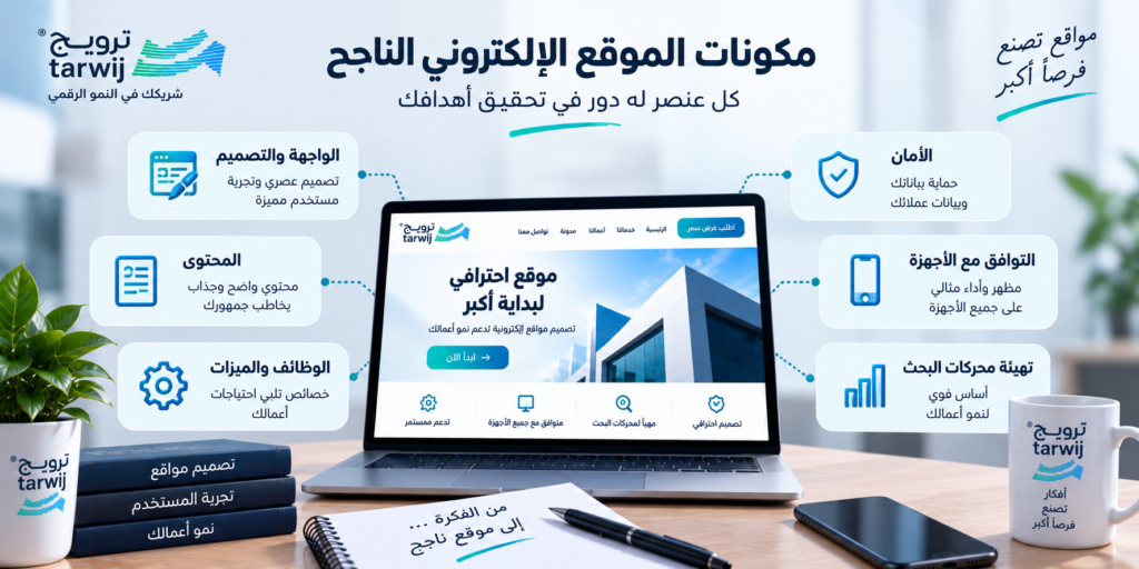 مكونات الموقع الإلكتروني الناجح من التصميم والمحتوى إلى الأمان وتحسين محركات البحث