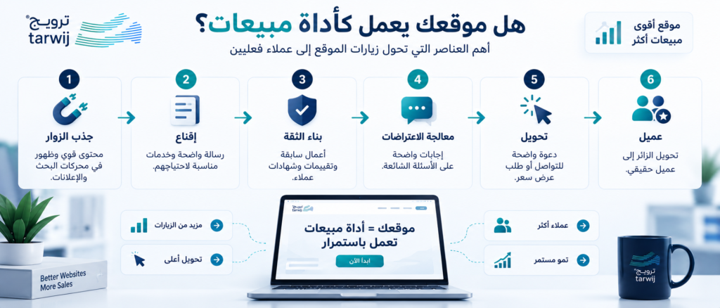 عناصر الموقع الإلكتروني التي تساعد على زيادة المبيعات وتحويل الزوار إلى عملاء