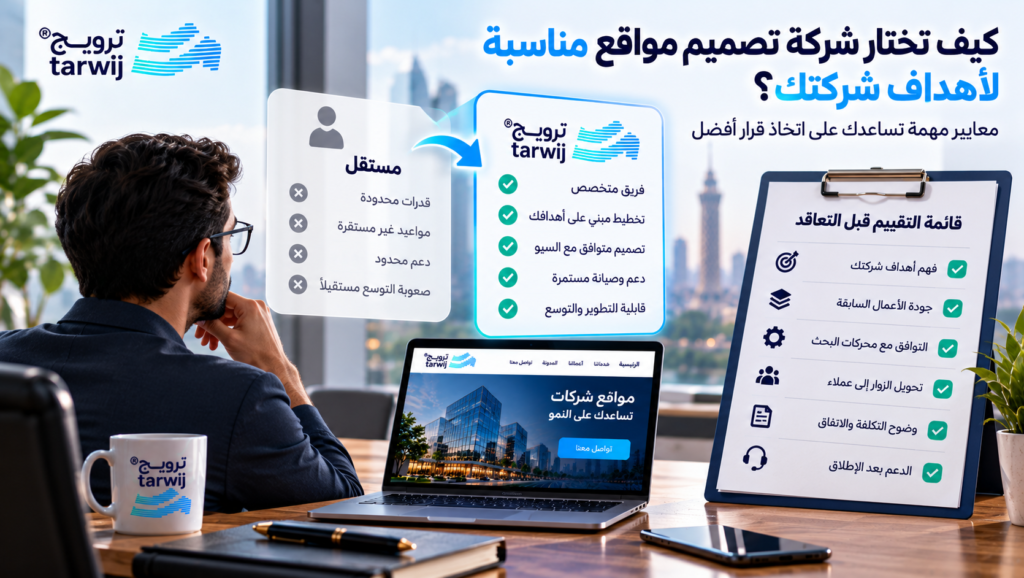 مقارنة بين شركة تصميم مواقع ومستقل لاختيار الشركة المناسبة لأهداف النشاط التجاري