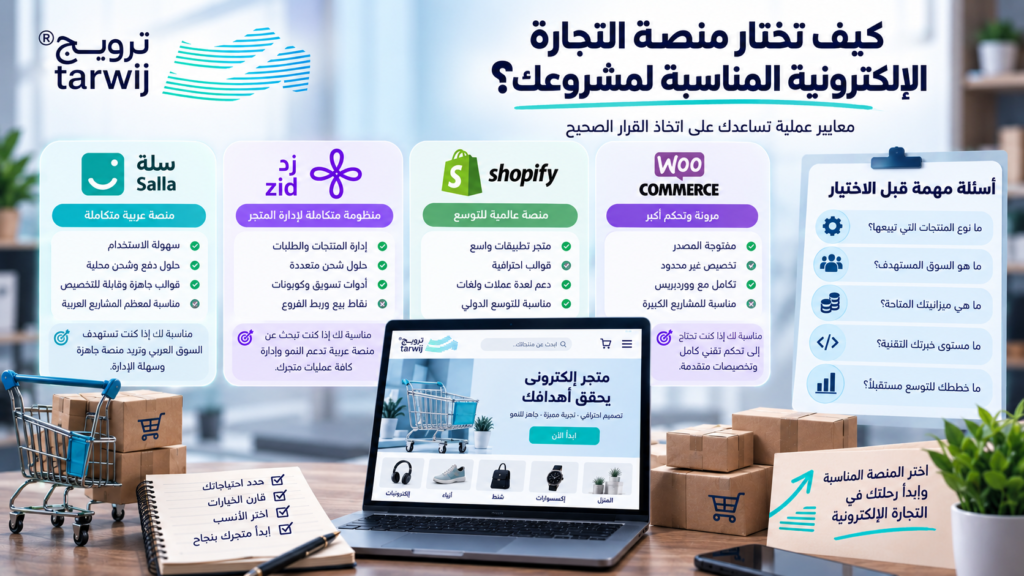 معايير اختيار منصة التجارة الإلكترونية المناسبة للمشروع